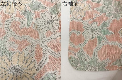 平和屋着物▽上質な紬　単衣　花唐草文　正絹　逸品　CAAW1549xi