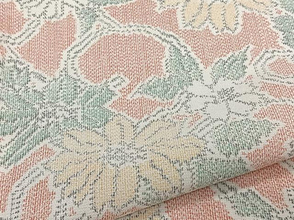 平和屋着物▽上質な紬　単衣　花唐草文　正絹　逸品　CAAW1549xi