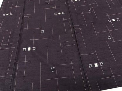 平和屋着物▽上質な紬 単衣 幾何学文 正絹 逸品 CAAW1552xi