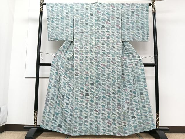 平和屋着物▽上質な小紋 単衣 葉尽くし 正絹 逸品 CAAW1554xi
