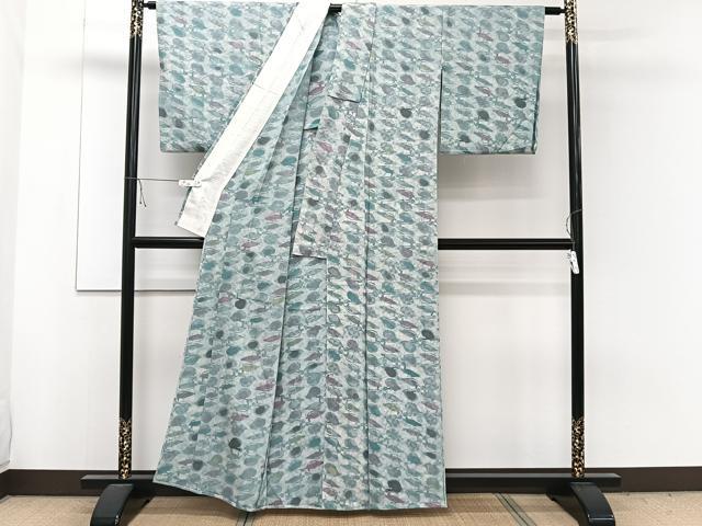 平和屋着物▽上質な小紋 単衣 葉尽くし 正絹 逸品 CAAW1554xi