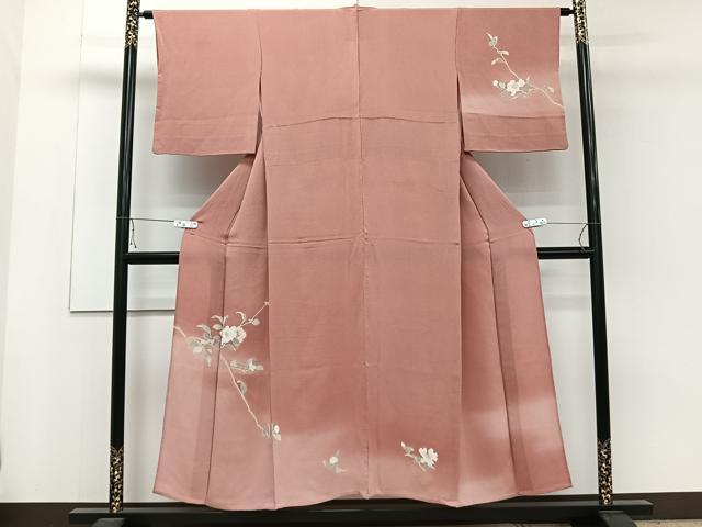 平和屋着物▽訪問着 単衣 友禅 枝花文 暈し染め 鬼しぼ縮緬 正絹 逸品 CAAW1555xi