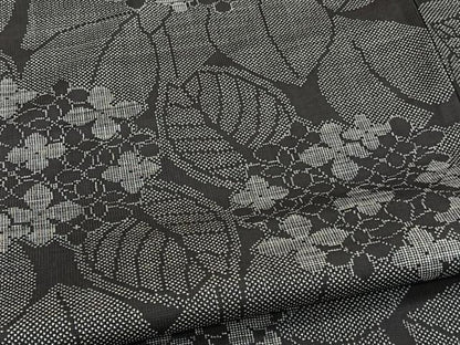 平和屋着物▽本場大島紬 単衣 7マルキ 草花文 正絹 逸品 CAAW1556xi