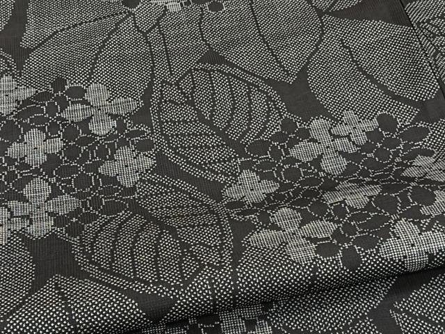平和屋着物▽本場大島紬 単衣 7マルキ 草花文 正絹 逸品 CAAW1556xi