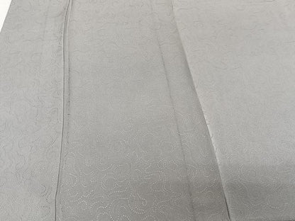 平和屋着物▽上質な色無地　単衣　幾何学地紋　灰青色　正絹　逸品　CAAW1557xi