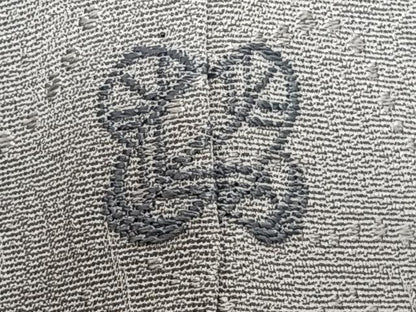 平和屋着物▽上質な色無地　単衣　幾何学地紋　灰青色　正絹　逸品　CAAW1557xi