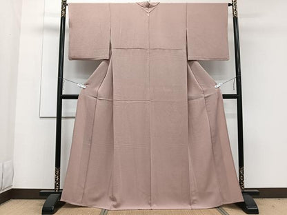 平和屋着物▽ファッションデザイナー 花井幸子 色無地 単衣 水柿色 正絹 逸品 CAAW1558xi