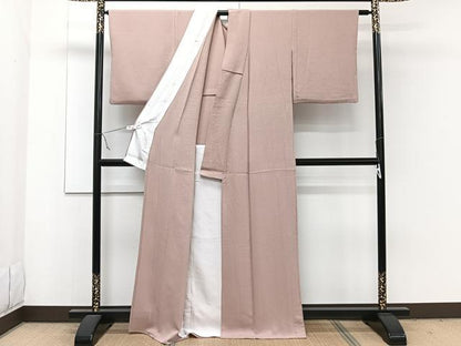 平和屋着物▽ファッションデザイナー 花井幸子 色無地 単衣 水柿色 正絹 逸品 CAAW1558xi