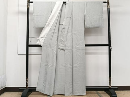 平和屋着物▽上質な色無地 単衣 薄雲鼠色 正絹 逸品 CAAW1560xi