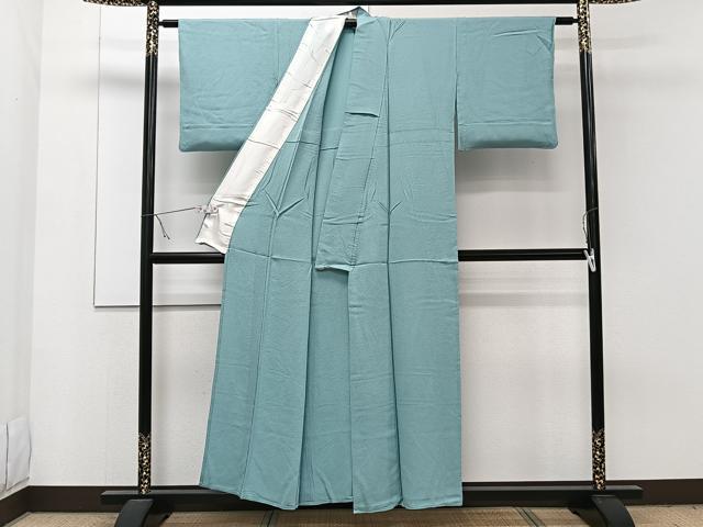平和屋着物▽ファッションデザイナー 花井幸子 色無地 単衣 白群色 正絹 逸品 CAAW1561xi