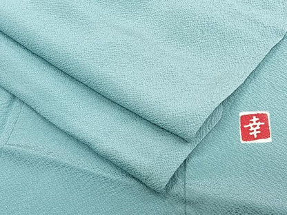 平和屋着物▽ファッションデザイナー 花井幸子 色無地 単衣 白群色 正絹 逸品 CAAW1561xi