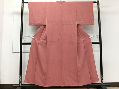 平和屋着物▽上質な色無地 単衣 真朱色 正絹 逸品 CAAW1562xi