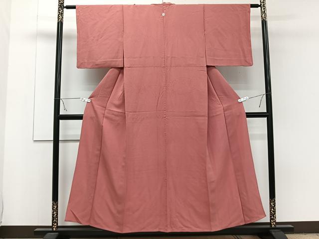 平和屋着物▽上質な色無地 単衣 真朱色 正絹 逸品 CAAW1562xi