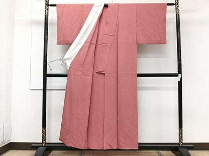 平和屋着物▽上質な色無地 単衣 真朱色 正絹 逸品 CAAW1562xi