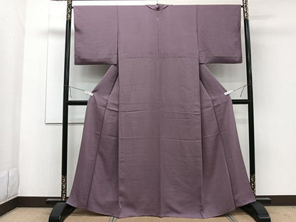 平和屋着物▽上質な色無地 単衣 滅紫色 正絹 逸品 CAAW1563xi