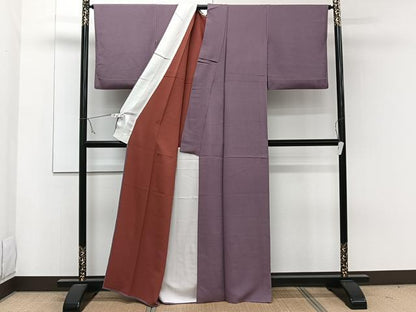 平和屋着物▽上質な色無地 単衣 滅紫色 正絹 逸品 CAAW1563xi