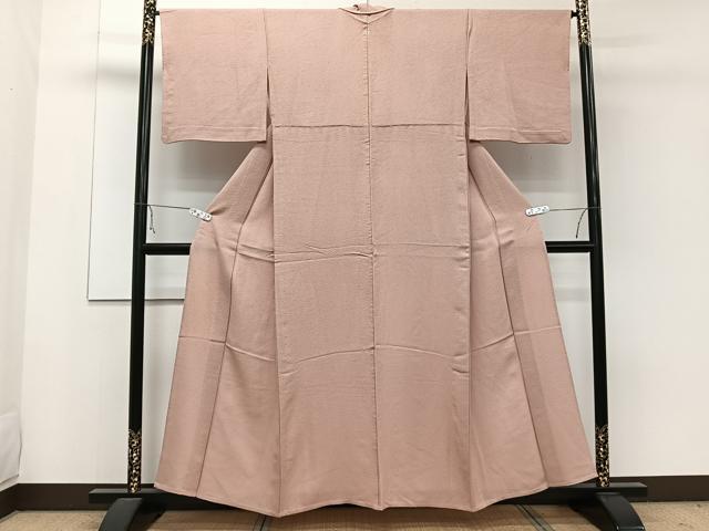 平和屋着物▽上質な色無地 単衣 水柿色 正絹 逸品 CAAW1564xi