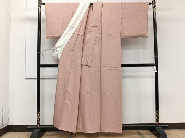 平和屋着物▽上質な色無地 単衣 水柿色 正絹 逸品 CAAW1564xi