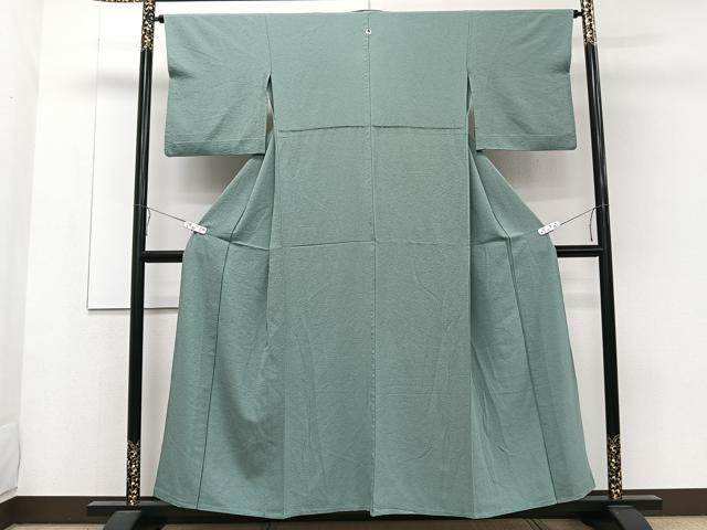 平和屋着物▽上質な色無地 単衣 錆浅葱色 正絹 逸品 CAAW1566xi