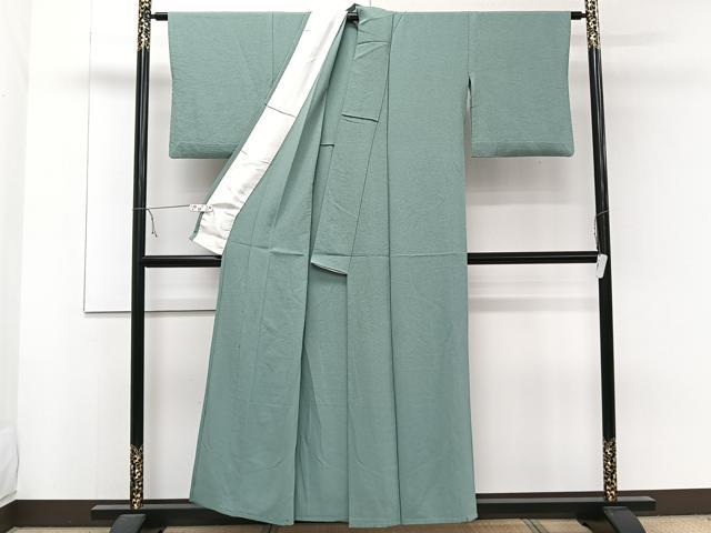 平和屋着物▽上質な色無地 単衣 錆浅葱色 正絹 逸品 CAAW1566xi