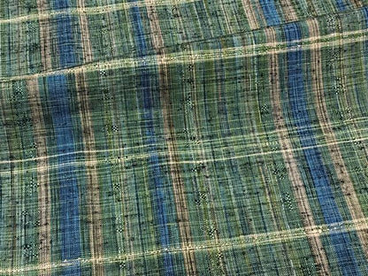 平和屋着物▽上質な紬 単衣 格子柄 正絹 逸品 CAAW1567xi