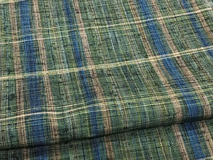 平和屋着物▽上質な紬 単衣 格子柄 正絹 逸品 CAAW1567xi