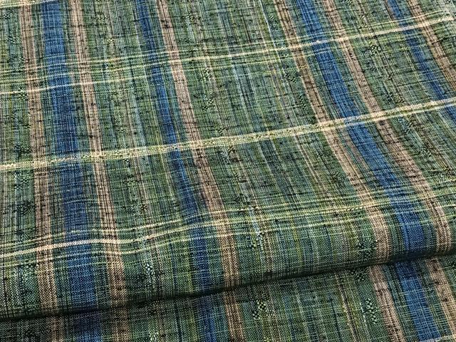 平和屋着物▽上質な紬 単衣 格子柄 正絹 逸品 CAAW1567xi