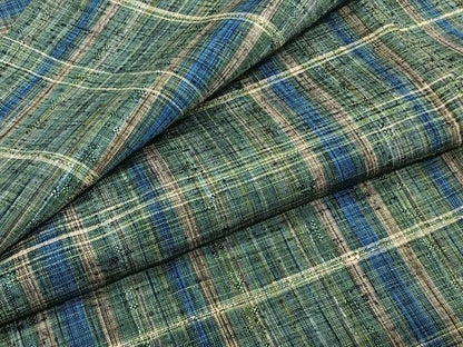 平和屋着物▽上質な紬 単衣 格子柄 正絹 逸品 CAAW1567xi