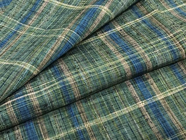 平和屋着物▽上質な紬 単衣 格子柄 正絹 逸品 CAAW1567xi