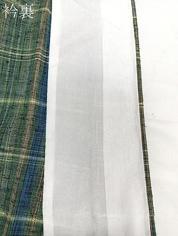 平和屋着物▽上質な紬 単衣 格子柄 正絹 逸品 CAAW1567xi
