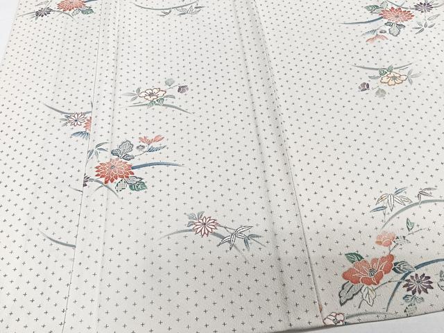 平和屋着物▽上質な小紋　単衣　草花文　正絹　逸品　CAAW1570xi
