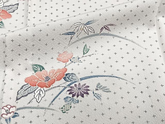 平和屋着物▽上質な小紋　単衣　草花文　正絹　逸品　CAAW1570xi