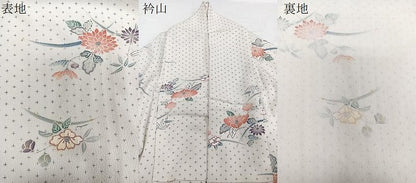 平和屋着物▽上質な小紋　単衣　草花文　正絹　逸品　CAAW1570xi