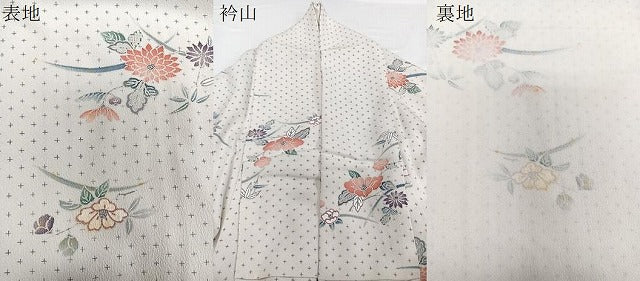 平和屋着物▽上質な小紋　単衣　草花文　正絹　逸品　CAAW1570xi