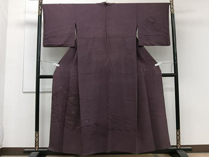 平和屋着物▽中国三大刺繍 スワトウ刺繍 総刺繍 訪問着 単衣 鏡浦花鳥文 似せ紫色 正絹 逸品 CAAW1571xi