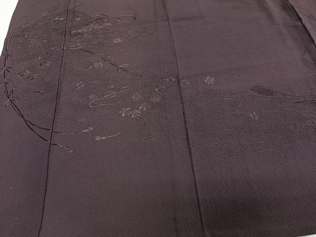 平和屋着物▽中国三大刺繍 スワトウ刺繍 総刺繍 訪問着 単衣 鏡浦花鳥文 似せ紫色 正絹 逸品 CAAW1571xi