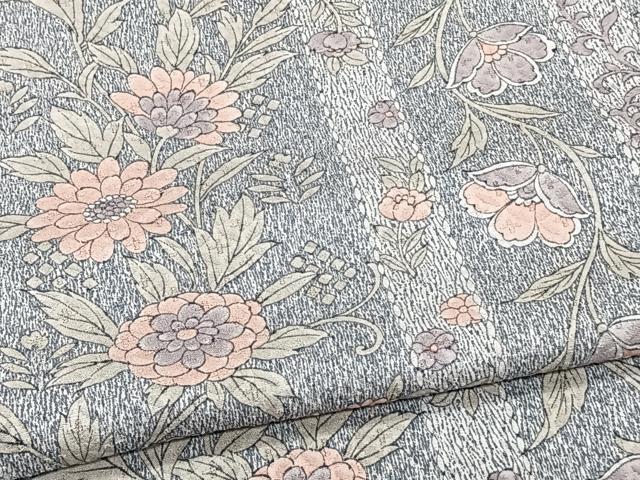 平和屋着物▽上質な小紋 単衣 更紗花唐草文 正絹 逸品 CAAW1574xi