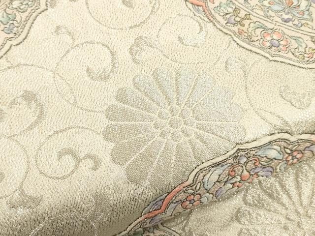 平和屋着物▼六通柄袋帯　唐織　天平華紋に菊唐草　金銀糸　正絹　逸品　CAAW1618ak