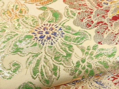 平和屋着物●六通柄　本袋帯　更紗花唐草文　金銀糸　正絹　逸品　CAAW1659ak