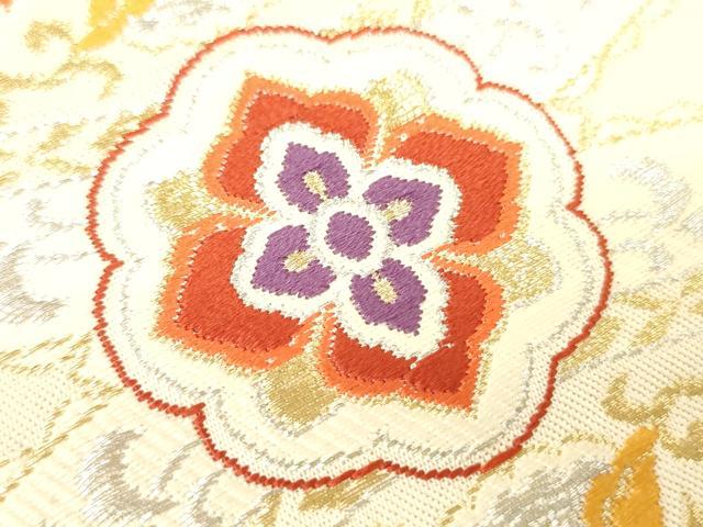 平和屋着物▼六通柄袋帯 唐織 正倉院花丸文 金銀糸 正絹 逸品 CAAW1711ak