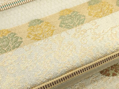 平和屋着物●六通柄袋帯 唐織 横段花文 金銀糸 正絹 逸品 CAAW1715ak