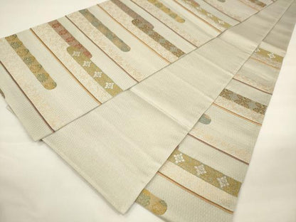 平和屋着物●六通柄袋帯 唐織 横段花文 金銀糸 正絹 逸品 CAAW1715ak
