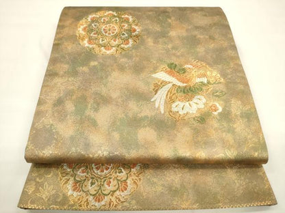 平和屋着物▼六通柄袋帯 唐織 美しき憧れ 金糸 引箔 正絹 逸品 CAAW1784ak