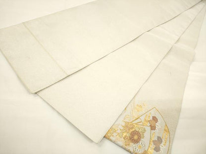 平和屋着物▼太鼓柄袋帯　綴れ　地紙吉祥花文　金銀糸　正絹　逸品　CAAW1799ak