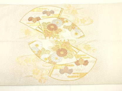 平和屋着物▼太鼓柄袋帯　綴れ　地紙吉祥花文　金銀糸　正絹　逸品　CAAW1799ak