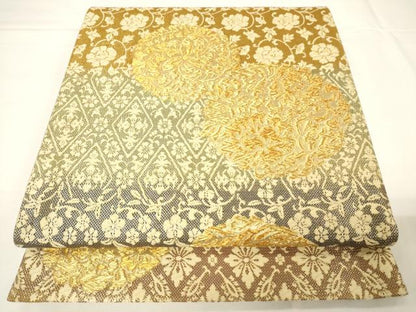 平和屋着物▼六通柄袋帯 正倉院花丸文 金糸 正絹 逸品 CAAW1870ak