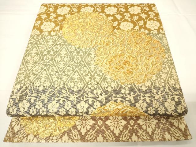 平和屋着物▼六通柄袋帯 正倉院花丸文 金糸 正絹 逸品 CAAW1870ak