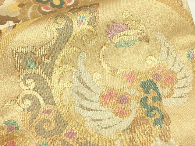 平和屋着物▼六通柄袋帯　鳳凰花文　金糸　正絹　逸品　CAAW1946ak