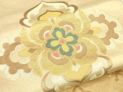 平和屋着物▼六通柄袋帯　鳳凰花文　金糸　正絹　逸品　CAAW1946ak