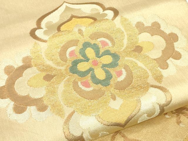 平和屋着物▼六通柄袋帯　鳳凰花文　金糸　正絹　逸品　CAAW1946ak